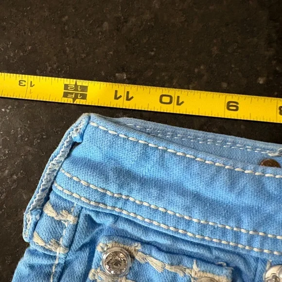 Girls Miss Me Jeans Shorts Low Rise Blue Floral Flap Denim Kids 10 - Picture 15 of 15